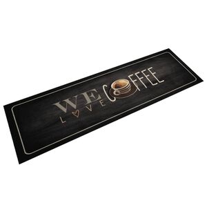 vidaXL Alfombra de cocina lavable terciopelo texto caf&eacute; 45x150 cm