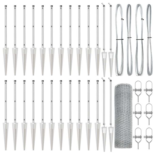 vidaXL Reja con postes Plateado 0.8 x 50 m Acero recubierto de PVC