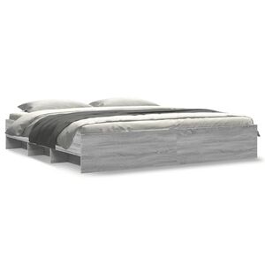 vidaXL Estructura de cama madera de ingenier&iacute;a gris Sonoma 200x200 cm