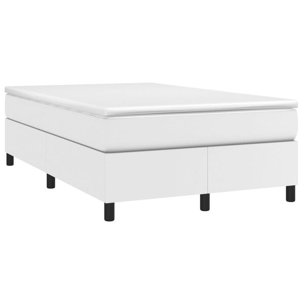 vidaXL Cama box spring con colch&oacute;n cuero sint&eacute;tico blanco 120x200 cm