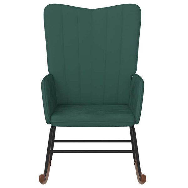 vidaXL Silla mecedora de terciopelo verde oscuro