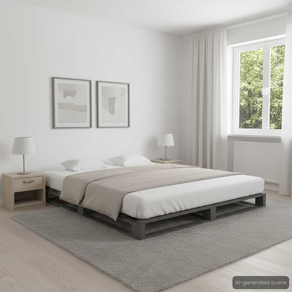 vidaXL Estructura de cama de palets madera maciza pino gris 180x200 cm