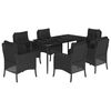 vidaXL Set de comedor de jard&iacute;n 7 pzas y cojines rat&aacute;n sint&eacute;tico negro