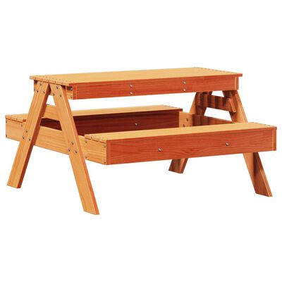 vidaXL Mesa de pícnic para niños madera pino marrón cera 88x97x52 cm