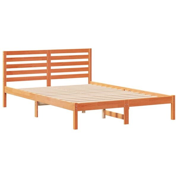 vidaXL Estructura de cama con cabecera Marrón cera 140 x 210 cm