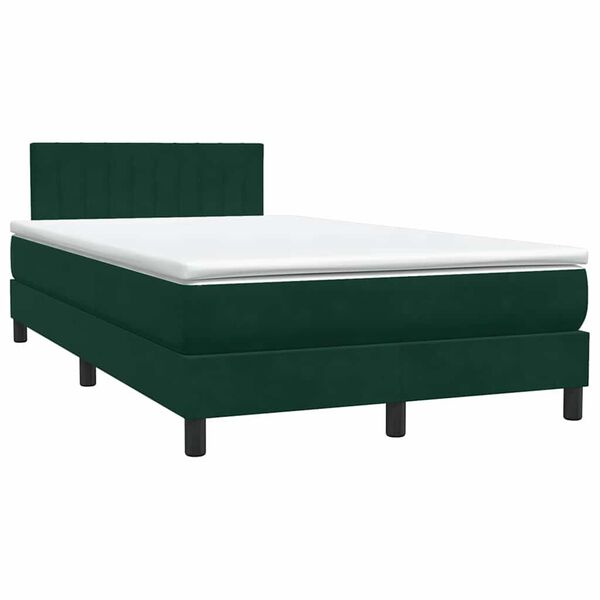 vidaXL Cama box spring con colch&oacute;n terciopelo verde oscuro 120x220 cm