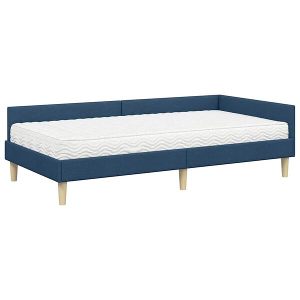 vidaXL Estructura de Cama Esquina con Colch&oacute;n 2 pcs Azul tela