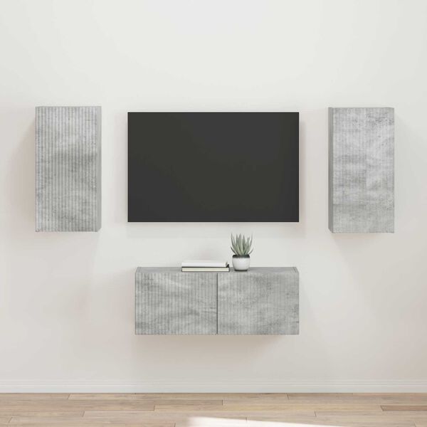 vidaXL Conjunto de mueble de TV 2 pcs Gris Concreto