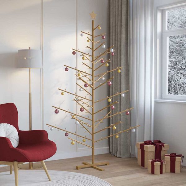 vidaXL &Aacute;rbol de Navidad de madera Marr&oacute;n 210 cm Madera maciza de pino