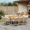 vidaXL Set comedor de jard&iacute;n 11 pzas con cojines rat&aacute;n sint&eacute;tico beige