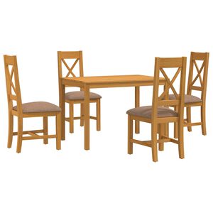 vidaXL Conjunto de comedor 5 uds. Gris Madera de Roble S&oacute;lido