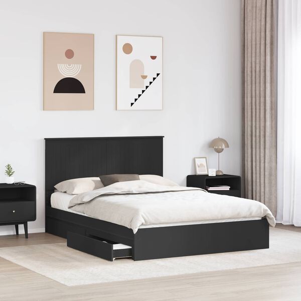 vidaXL Cama con almacenamiento Negro 140 x 190 cm Madera de ingenier&iacute;a