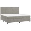vidaXL Cama box spring con colch&oacute;n terciopelo gris claro 200x200 cm