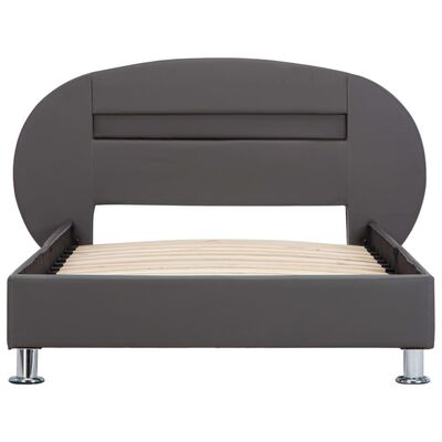 vidaXL Estructura de cama con LED cuero sintético gris 90x200 cm