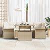 vidaXL Conjunto de sof&aacute; de jard&iacute;n 7 pcs Beige Rattan de Poli&eacute;ster