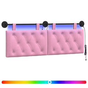 vidaXL Cabecero colgante Con luz LED Rosa Tela