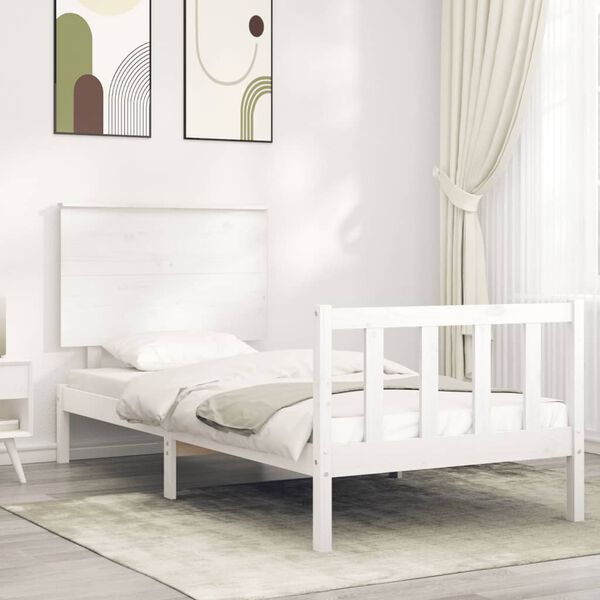 vidaXL Estructura cama sin colch&oacute;n madera maciza pino blanca 100x200cm