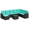 vidaXL Set de sof&aacute;s de jard&iacute;n con cojines 9 pzas rat&aacute;n sint&eacute;tico negro