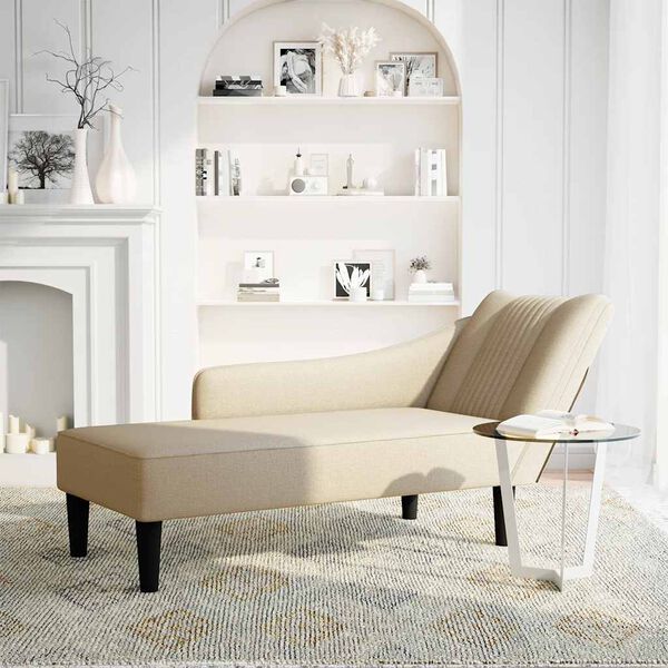 vidaXL Chaise longue con reposabrazos derecho tela crema