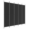vidaXL Biombo divisor de 5 paneles de tela negro 250x220 cm