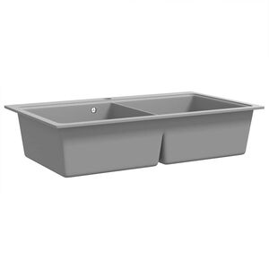 Fregadero encastrable de granito gris de dos cubetas