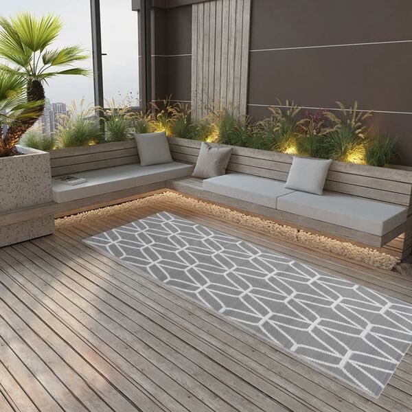 vidaXL Alfombra de exterior ARAKIL gris 80x250 cm PP