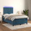 vidaXL Cama box spring colch&oacute;n y LED terciopelo azul oscuro 120x190 cm