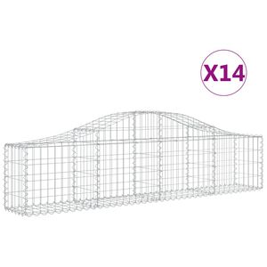 vidaXL Cestas de gaviones 14 uds forma de arco hierro 200x30x40/60 cm