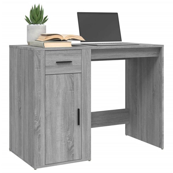 vidaXL Escritorio de madera contrachapada gris Sonoma 100x49x75 cm
