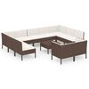 vidaXL Set muebles de jard&iacute;n 12 pzas y cojines rat&aacute;n sint&eacute;tico marr&oacute;n