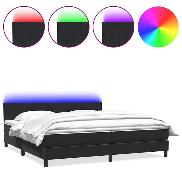 vidaXL Cama box spring con colch&oacute;n y LED terciopelo negro 200x210 cm