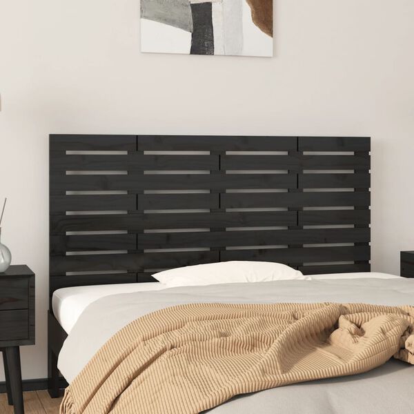 vidaXL Cabecero de cama de pared madera maciza pino negro 146x3x63 cm