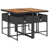 vidaXL Set de muebles jard&iacute;n 5 pzas con cojines rat&aacute;n sint&eacute;tico negro