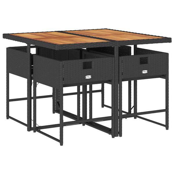 vidaXL Set de muebles jard&iacute;n 5 pzas con cojines rat&aacute;n sint&eacute;tico negro