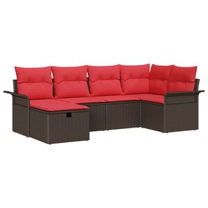 vidaXL Conjunto de sof&aacute; de jard&iacute;n con coj&iacute;n 6 pcs Polirat&aacute;n