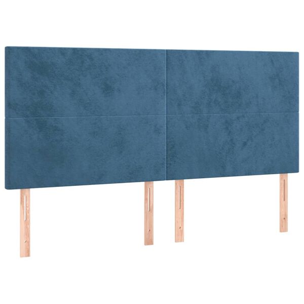 vidaXL Cabecero Terciopelo Azul Oscuro 180x5x118/128 cm