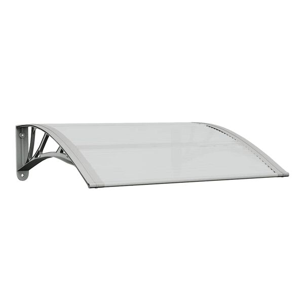 vidaXL Marquesina para puerta gris y transparente de policarbonato 80x75 cm
