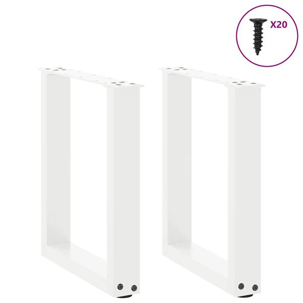 vidaXL Patas para mesa de centro en forma de U (2 unidades), color blanco, 38 x 42-43 cm, acero