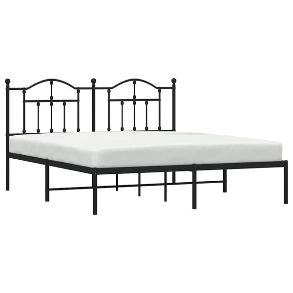 vidaXL Estructura cama sin colch&oacute;n con cabecero metal negro 160x200 cm