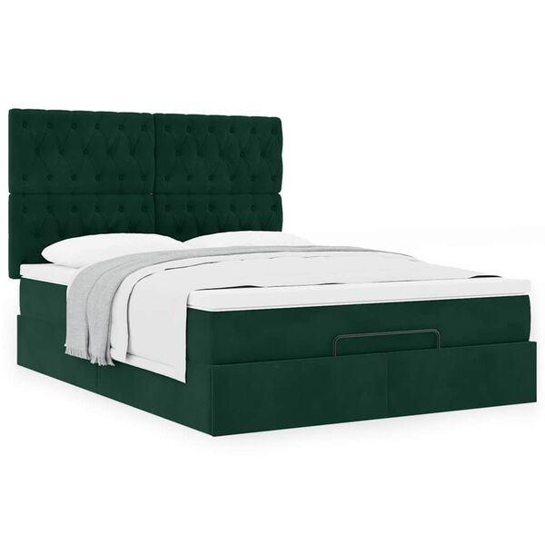 vidaXL Estructura cama otomana colchones terciopelo verde oscuro