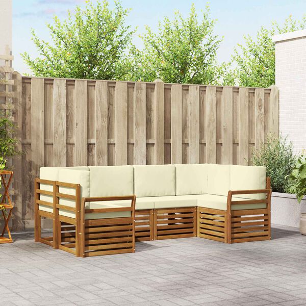 vidaXL Juegos de sof&aacute;s 6 pcs Natural y Crema Madera de Acacia S&oacute;lida