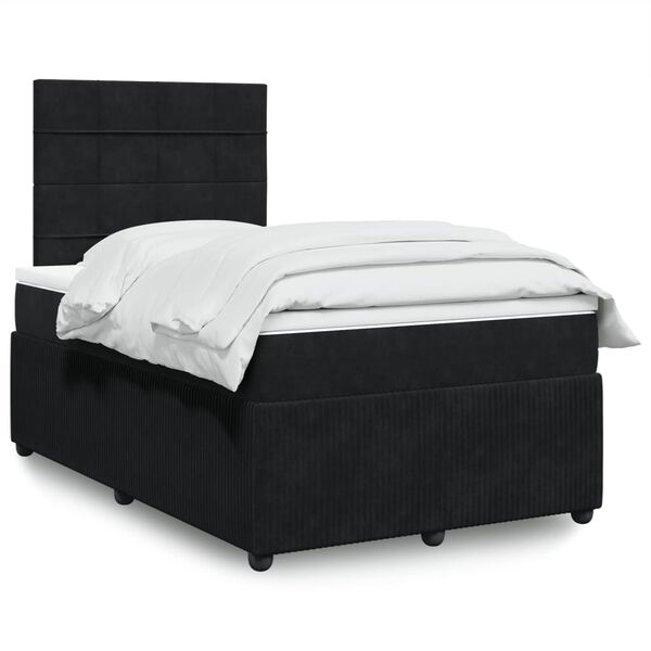vidaXL Cama box spring con colch&oacute;n terciopelo negro 120x190 cm
