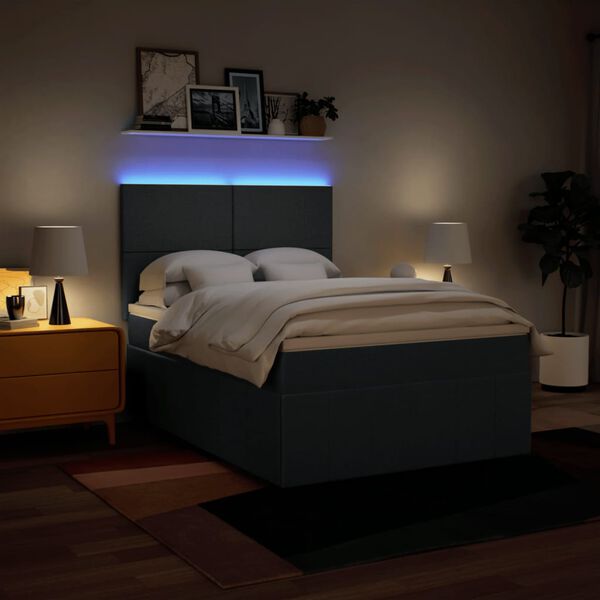 vidaXL Cama box spring con colch&oacute;n tela azul 160x200 cm