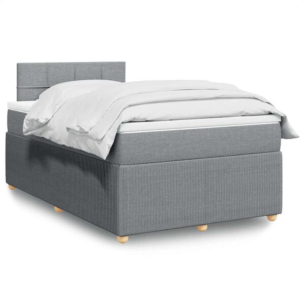 vidaXL Cama box spring con colch&oacute;n tela gris claro 120x190 cm