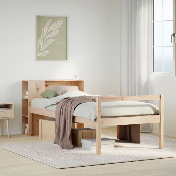 vidaXL Cama con estantería sin colchón madera maciza de pino 100x200cm