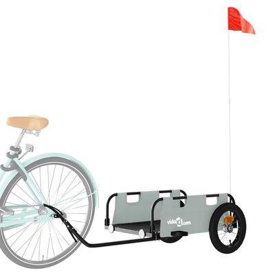 vidaXL Remolque para bicicletas hierro y tela Oxford gris
