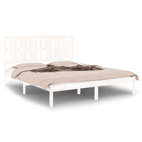 vidaXL Estructura de cama madera maciza blanca King Size 150x200 cm