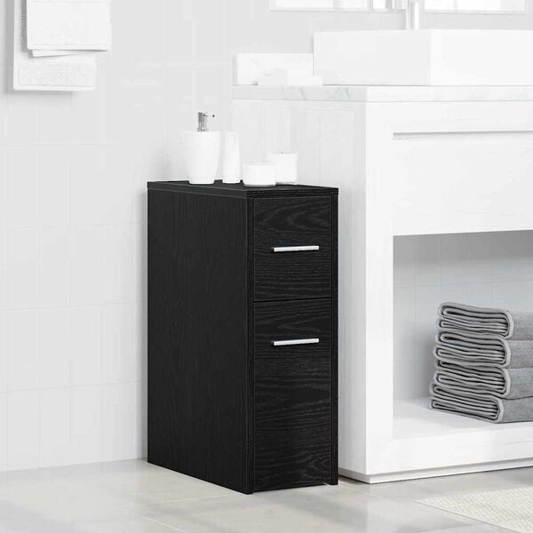 vidaXL Juego de muebles de ba&ntilde;o Roble Negro 22 x 44 x 61.5 cm