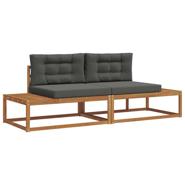 vidaXL Conjunto de sof&aacute;s de exterior 2 Pieza Natural y Antracita