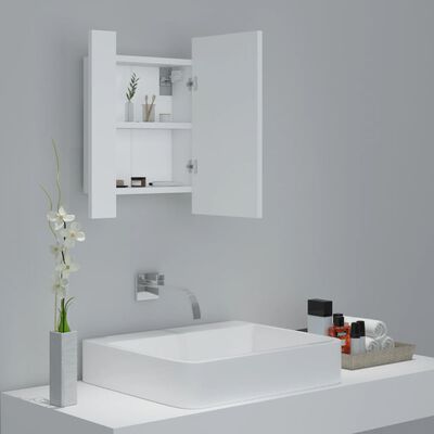 vidaXL Armario espejo de baño con luz LED acrílico blanco 40x12x45 cm
